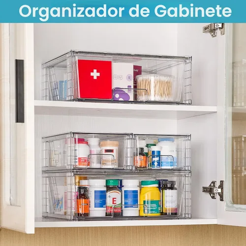 Miniatura 8 de Vtopmart - Paquete de 3 cajones de almacenamiento apilables, organizadores acrílicos fácilmente ensamblables para debajo del fregadero del baño