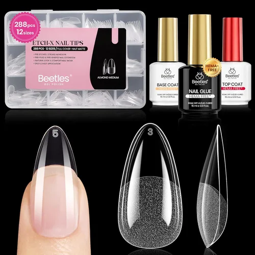 Miniatura 11 de beetles Gel Polish Pegamento para uñas de gel 9 en 1 para puntas de uñas acrílicas transparentes, pegamento para uñas con brocha súper fuerte