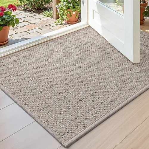DEXI Tapete para puerta delantera, 17 x 30 pulgadas, parte trasera de goma antideslizante, tapete de bajo perfil absorbente para la entrada del