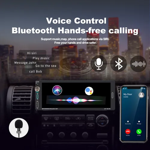 Miniatura 5 de Radio de pantalla táctil para automóvil de un solo DIN (6.9 pulgadas) compatible con Apple CarPlay [Inalámbrico] Android Auto estéreo para automóvil