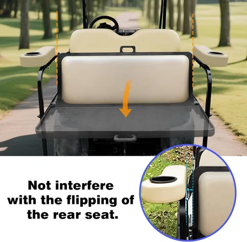 Miniatura 3 de Roykaw Reposabrazos para carrito de golf con portavasos compatible con EZGO Club Car Yamaha – Marco de soporte mejorado, no requiere perforación