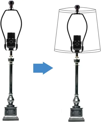 Miniatura 4 de ECUDIS Lámpara de arpa de 8 pulgadas con base de sillín de luz y tornillo de remate para lámpara de mesa y pie (1 unidad)