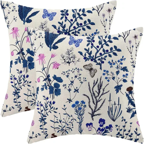 Miniatura 38 de AEIOAE Fundas de Almohada de Primavera 12x20 Pulgadas Juego de 2, Fundas de Almohadas Decorativas de Flores Silvestres y Plantas Verde Salvia