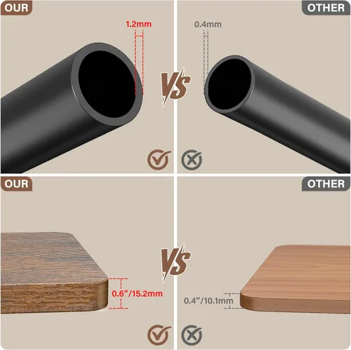 Miniatura 5 de Mesa auxiliar de mesa C de altura ajustable, mesa giratoria de 360°, base de metal y madera mejorada para evitar resbalones, mesa con reposabrazos