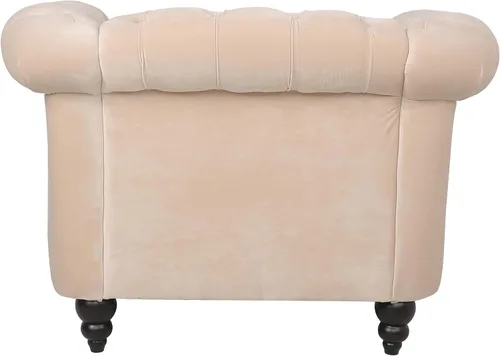 Miniatura 6 de LEVNARY Sillón Chesterfield de Terciopelo, Sillón Individual de Estilo Moderno de Mediados del Siglo con Respaldo de Botones y Decoración con Beige