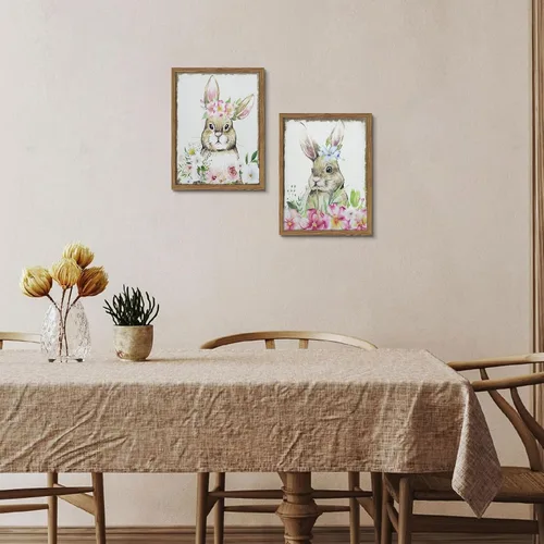 Miniatura 9 de Zeredi Arte de pared retro de conejo de Pascua de 12 x 16 pulgadas