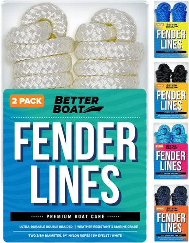 Miniatura 9 de Líneas de guardabarros para barcos, cuerda de nailon trenzada doble de 3/8 de pulgada, 6 pies con asa, paquete de 2, azul real, para boya, amarre