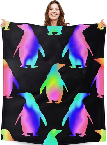 Miniatura 13 de Manta de pingüino para regalo, 40 x 30 pulgadas, bonita manta para niños, niñas y niños, manta negra suave y mullida para regazo y silla
