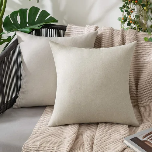 Miniatura 7 de MIULEE Paquete de 2 fundas de almohada decorativas para exteriores, impermeables, sólidas, de lino sintético, para jardín, granja, patio, tienda