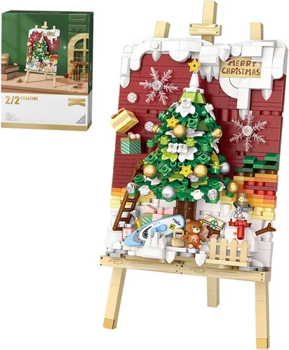 Miniatura 8 de Mini juego de bloques de pintura 3D de trineo de construcción, 646 piezas, kit de modelo de construcción de estereógrafo creativo, juguete
