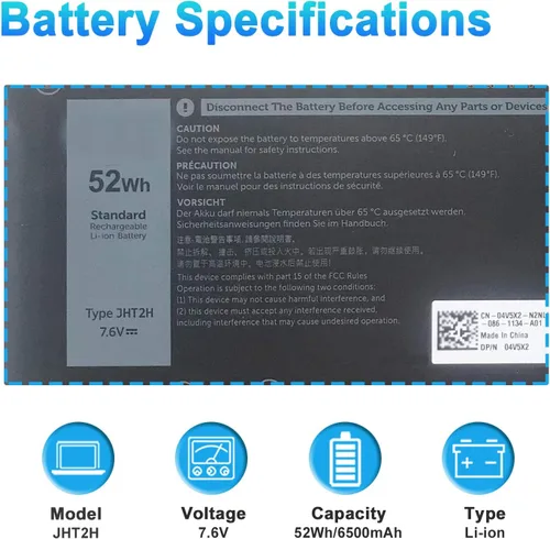 Miniatura 2 de Batería para portátil Dell Latitude 7310 7410 Latitude 7410 Chromebook Enterprise Series P34S P34S001 4V5X2 Y7HR3 35J09 HRGYV WY9MP XMV7T 009YYF