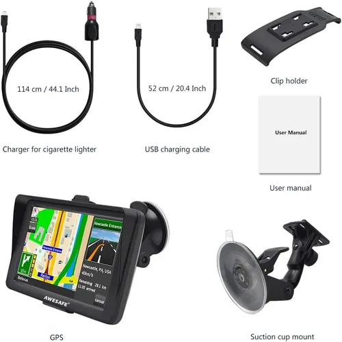 Miniatura 6 de AWESAFE Navegador GPS para coche, camión, RV con Bluetooth, mapa 2026, pantalla táctil GPS de 7 pulgadas para automóvil, GPS para vehículo