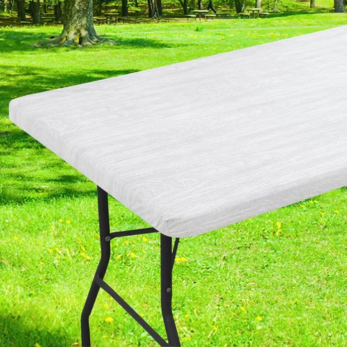 Miniatura 31 de Smiry Mantel cuadrado para mesa de pícnic, impermeable, elástico, ajustable, para campamento, protector de vinilo con parte trasera de franela Beige
