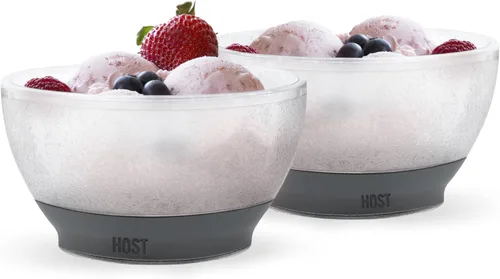 Host Cuencos congelados para helados con agarre de silicona cómodo, cuenco aislado de doble pared para cereales, frutas, acai, postres, fiesta al