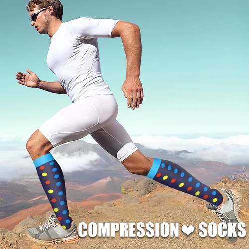 Miniatura 68 de Paquete de 3 pares de calcetines de compresión médica para mejorar la circulación de mujeres y hombres, para correr, hacer deporte y amamantar