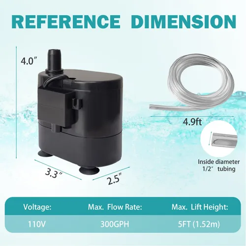 Miniatura 2 de Bomba Pequeña con Sensor de Nivel, Elevación de Drenaje de 5 Pies, Gran Volumen, Bomba de Agua Sumergible Automática de 110V, Mini Bomba