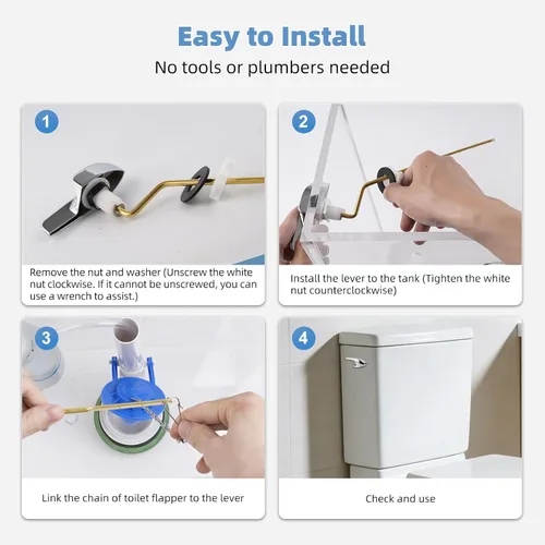 Miniatura 6 de iFealClear Kit universal de repuesto para manija de inodoro, mango de inodoro de montaje lateral/angular, compatible con Kohler Cromo