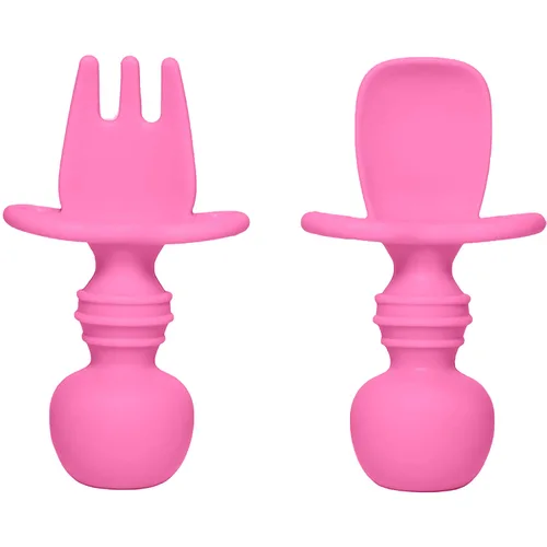 Miniatura 10 de Utensilios de silicona, juego de tenedor y cuchara para bebé, utensilios de entrenamiento, etapa de destete LED para bebés de 6 meses (azul)