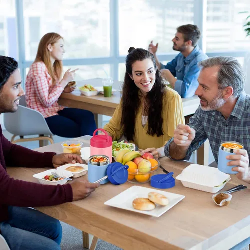 Miniatura 7 de HWONMTE Termo de sopa de 10.5 onzas para comida caliente, para niños y adultos, tarro de alimentos aislado con asa ancho de boca, recipientes de Azul