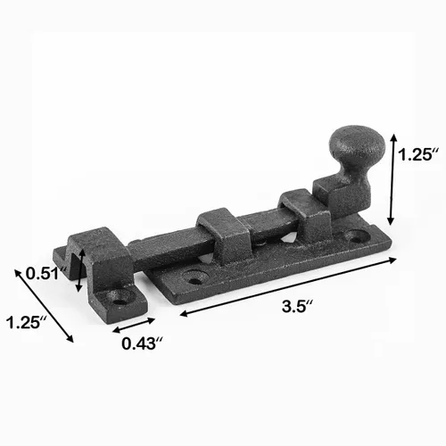 Miniatura 2 de Renovators Supply Manufacturing Pestillo de Cerrojo Deslizante 3.5 pulgadas. Cerrojo Deslizante de Hierro Forjado Negro Estilo Punta de Bola
