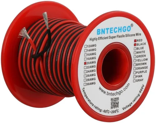 Miniatura 24 de BNTECHGO Carrete de alambre de silicona de calibre 16, rojo de 25 pies y negro, 25 pies, 2 cables separados, alambre de cobre estañado flexible