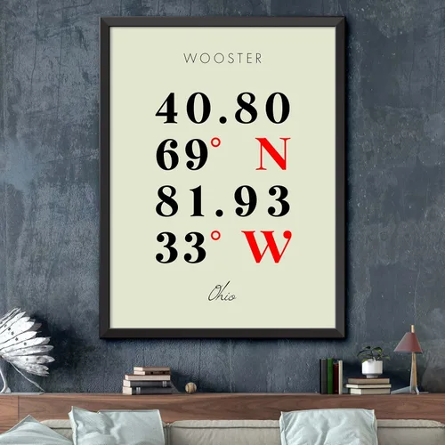 Miniatura 2 de Mapa de Wooster, Ohio, Coordenadas Multilíneas de Colores (8x10)