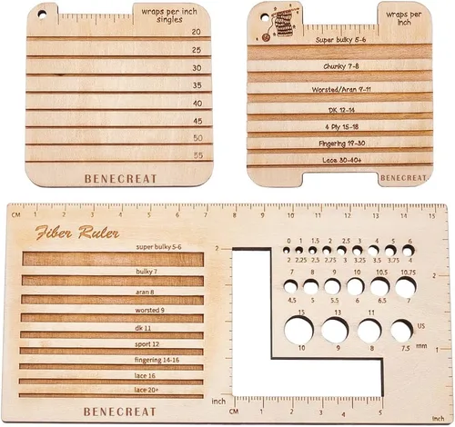 Miniatura 11 de BENECREAT 2 unidades de calibre de aguja de tejer para calcetines de madera, ovalados rectángulos, tablero guía de giro de madera, tarjeta