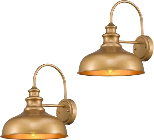 Miniatura 9 de zeyu Iluminación Moderna de Granero, Luminaria de Granero de 11 Pulgadas para Interiores con Acabado Dorado Pintado a Mano, 02A390 AG