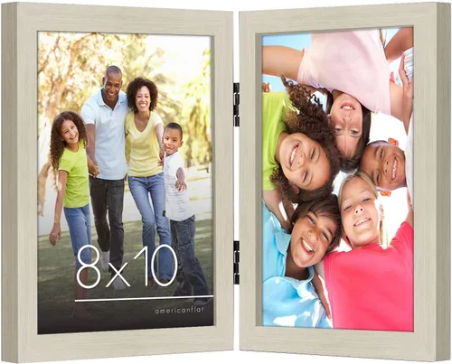 Miniatura 43 de Armazón de fotos con bisagra y frente de vidrio. Fabricado para exhibir dos fotos de 4 x 6 pulgadas, se para de manera vertical en el escritorio