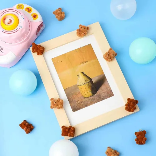 Miniatura 5 de Deekin 36 piezas de oso pequeño flocado de peluche en miniatura a granel de 1 pulgada para decoración de baby shower, fiesta de cumpleaños, bolsa