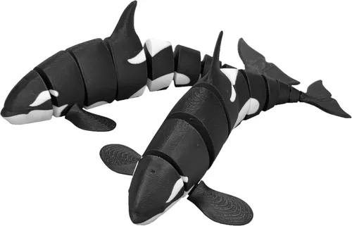Miniatura 6 de Ballena Orca flexible Ballena impresa en 3D Ballena de juguete Mini Orca Juguete para niños Cuerpo articulado (una ballena)