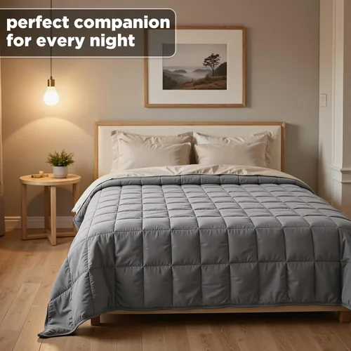 Miniatura 5 de Smart Queen - Manta con peso para adultos (48 x 72 pulgadas, 10 libras, gris), manta de tamaño completo suave y refrescante para dormir, manta
