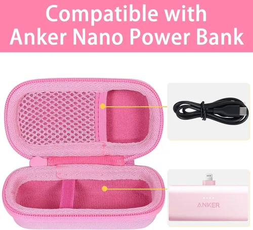 Miniatura 3 de co2CREA Funda rígida compatible con Anker 621 Nano Power Bank 5,000mAh 12W cargador portátil, funda rosa Rosado