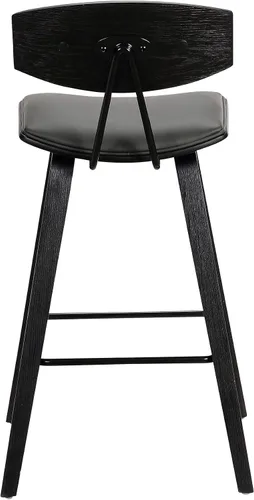 Miniatura 10 de Armen Living Fox - Taburete de bar moderno de mediados de siglo de piel sintética gris y madera negra de 25.5 pulgadas Piel sintética gris/negro