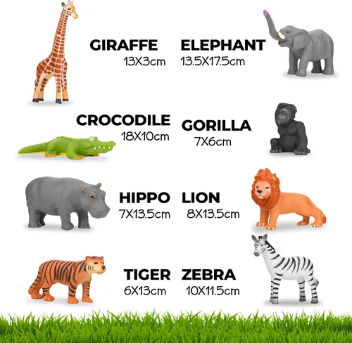 Miniatura 4 de Learning Minds - Juego de 8 figuras gigantes de animales de safari para niños pequeños Zoo Animals, Jungle Animals Figures, Toy Animals for Kids