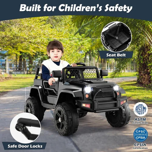 Miniatura 6 de Costzon Vehículo de camión con batería de 12 V con control remoto, suspensión de resorte, faros, música, bocina, MP3, puerto USB y auxiliar, regalo