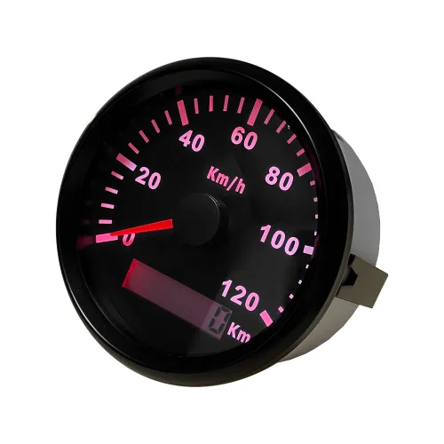 Miniatura 3 de ELING Nuevo universal 3.346 in velocímetro odómetro medidor de velocidad 74.6 mi/h para coche camión motor auto con retroiluminación roja 12V/24V