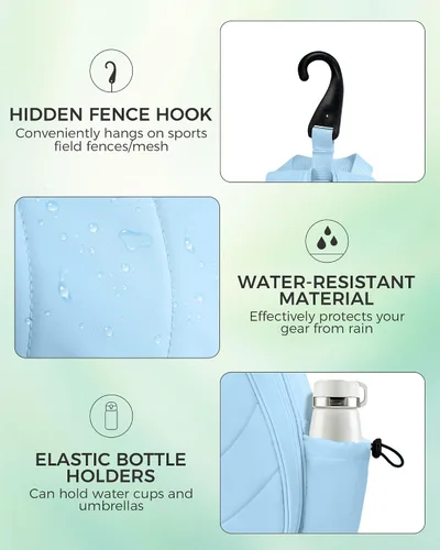 Miniatura 8 de Bolsa de tenis, mochila de tenis resistente al agua para mujeres y hombres, diseño de bandolera acolchada para tenis, pickleball, raquetas de Azul