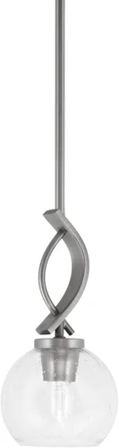 Miniatura 148 de Toltec Lighting Cavella Stem Colgado Mini colgante, acabado grafito, vidrio de muselina blanca de 4 pulgadas