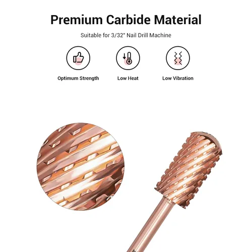 Miniatura 2 de MelodySusie Brocas de uñas de seguridad, brocas de carburo de 2,38 mm de barril grande y parte superior redonda y suave, adecuadas para manicura