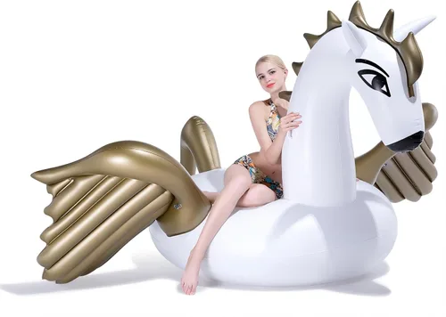 Miniatura 2 de Pegaso gigante, flotador de piscina inflable con válvulas rápidas para fiesta de verano en piscina al aire libre, decoraciones, juguetes para niños