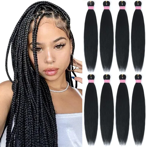 Miniatura 16 de Extensiones de pelo para trenzar, para fácil trenzado profesional, no causa comezón , fibra sintética tejida, trenzas de textura Yaki, extensiones