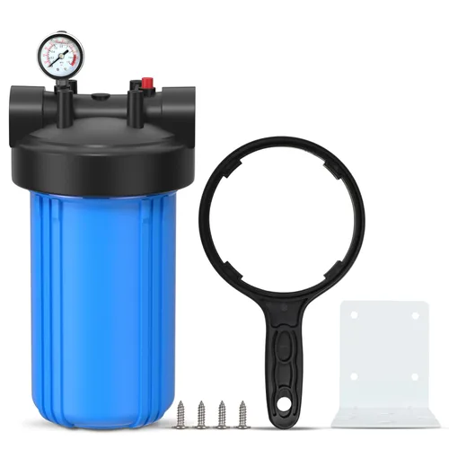 PUREPLUS Carcasa de filtro de agua para toda la casa, carcasa universal de cartucho de sedimentos de 10 "x4.5", sistema de prefiltración, con