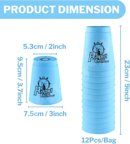 Miniatura 6 de Lancisism Juego de 48 tazas de apilamiento rápido, material sin BPA, juego de tazas apilables de entrenamiento deportivo, juego familiar clásico