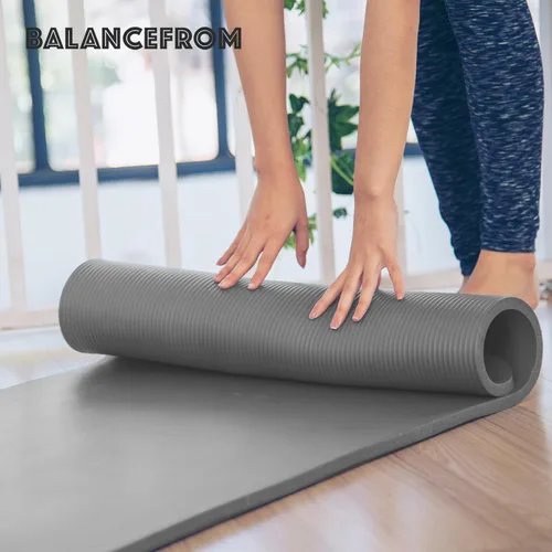 Miniatura 8 de Fitvids - Tapete de yoga de 1 pulgada extra grueso de alta densidad con superficie antideslizante y correa de transporte para hombres y mujeres