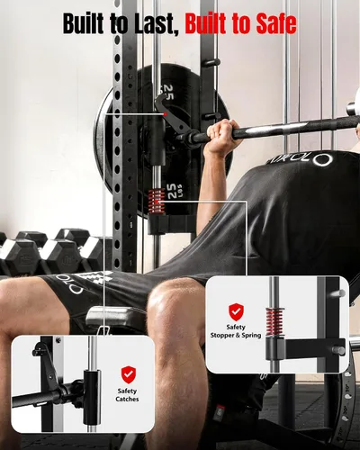Miniatura 8 de Mikolo M4 2.0 Smith Machine, All-in-One Home Gym Power Cage with LAT Pulldown & Cable Crossover, Squat Rack for Full Body Workouts