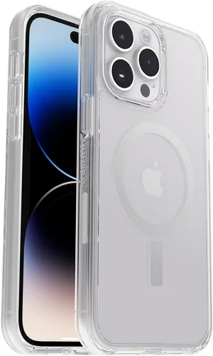 OtterBox Funda para iPhone 14 Pro Max (SOLAMENTE) Serie Symmetry+ - Transparente, Ultra-Elegante, Se Ajusta a MagSafe, Bordes Elevados Protegen