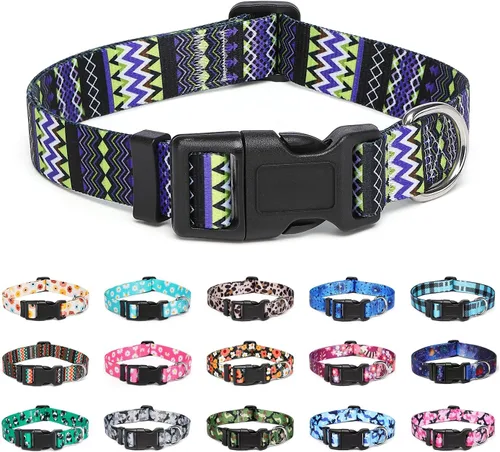 Miniatura 8 de Collar ajustable para perro con patrones, ultra cómodo, de nailon suave, transpirable, para perros pequeños, medianos y grandes (S, flecha)