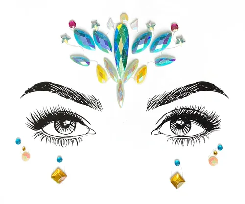 Miniatura 2 de 6 piezas de gemas faciales, joyas para la cara, calcomanías faciales, para Halloween, festivales de música, fiestas, rave, carnaval, fiesta de 6