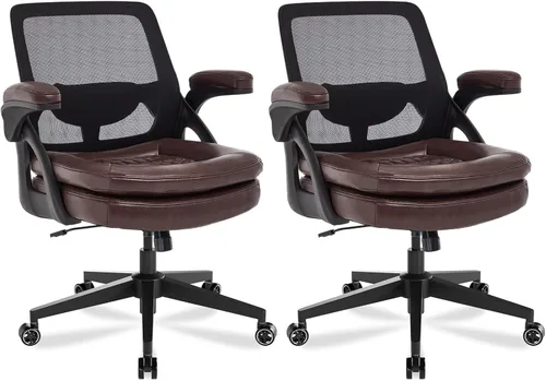 Miniatura 10 de Silla de oficina grande y alta, silla de escritorio ergonómica de malla de 500 libras con reposabrazos abatibles, asiento ancho de tamaño grande